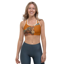 Load image into Gallery viewer, "Horns" Burnt Orange Racerback Sports Bra - Whimsy Fit Workout Wear