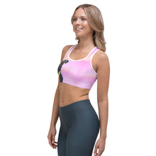 Load image into Gallery viewer, Pink Clouds Sports bra with Schnauzer - Whimsy Fit Workout Wear
