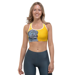 "Doodle Dog" Sports bra in Bright Yellow - Whimsy Fit Workout Wear