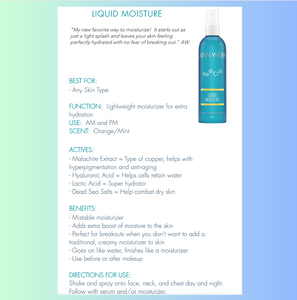 ANN WEBB Liquid Moisture: Soothing liquid moisturizing mist for light hydration. Made in America