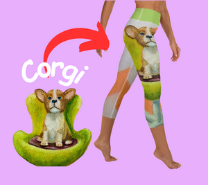 Capri Leggings with Corgi - Whimsy Fit Workout Wear