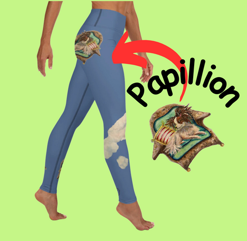 Papillon Blue Yoga Leggings - Whimsy Fit Workout Wear