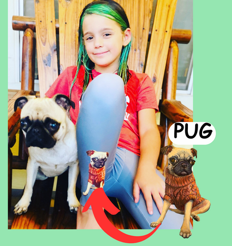 Girl's Leggings with Pug - Whimsy Fit Workout Wear