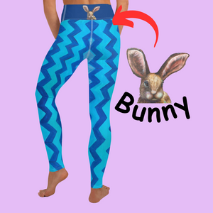 Leggings in Blue with Bunny - Whimsy Fit Workout Wear