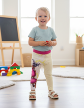Load image into Gallery viewer, Baby Toddler Leggings 2T-7 Don_t_Tip_Kids_Leggings_WHimsy FIt Toddler wearing asymmetric Don't Tip leggings

