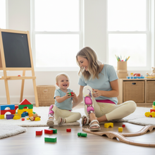 Load image into Gallery viewer, Baby Toddler Leggings 2T-7 Don_t_Tip_Kids_Leggings_WHimsy FIt Mother and child playing in matching Don&#39;t Tip leggings
