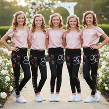 Load image into Gallery viewer, Black_Bridesmaid_Girls_Leggings Matching_Bridal_Party_Sizes_8-20 Junior-bridesmaids-in-black-bridesmaid-leggings Group of young bridesmaids
