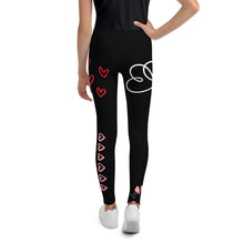 Load image into Gallery viewer, Black_Bridesmaid_Girls_Leggings Matching_Bridal_Party_Sizes_8-20 Junior-bridesmaids-in-black-bridesmaid-leggings Group of young bridesmaids  back
