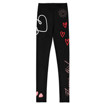 Load image into Gallery viewer, Black_Bridesmaid_Girls_Leggings Matching_Bridal_Party_Sizes_8-20 Junior-bridesmaids-in-black-bridesmaid-leggings Group of young bridesmaids  flat front
