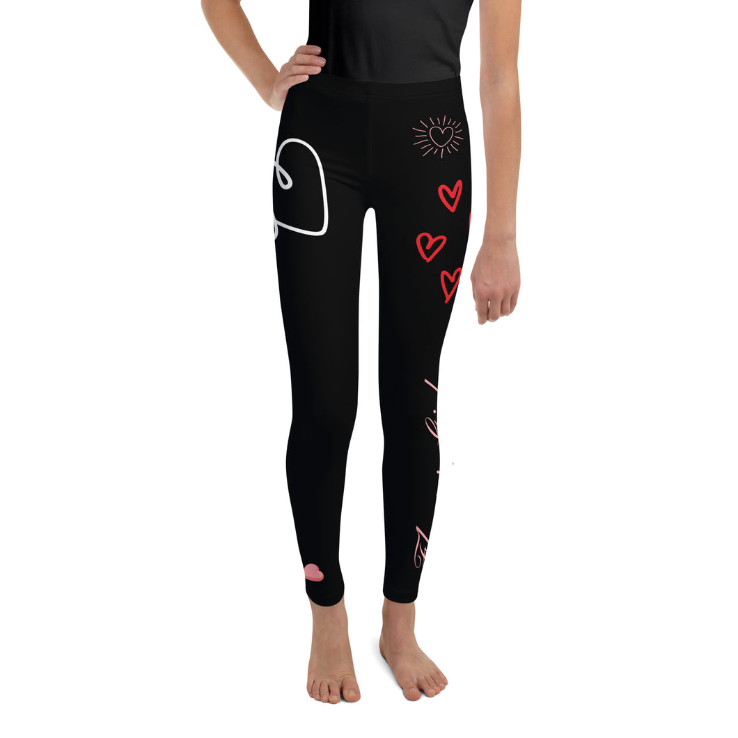 Black_Bridesmaid_Girls_Leggings Matching_Bridal_Party_Sizes_8-20 Junior-bridesmaids-in-black-bridesmaid-leggings Group of young bridesmaids front view