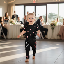 Load image into Gallery viewer, Toddler at wedding receptionBlack Bridesmaid Toddler Leggings - Matching Bridal Party Sizes 2T-7 
