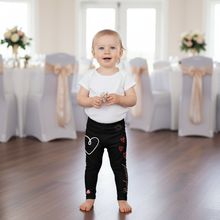 Load image into Gallery viewer, Black Bridesmaid Toddler Leggings - Matching Bridal Party Sizes 2T-7 Toddler in exact black Bridesmaid leggings
