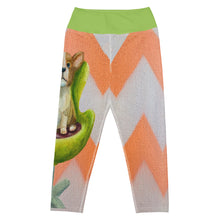 Load image into Gallery viewer, Capri Yoga Leggings with Corgi HIgh Waist Whimsy Fit Flat front
