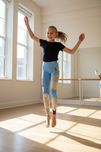 Load image into Gallery viewer, Escape Routhe Girls Leggings Dog Print Girl Jumping WHimsy Fit 
