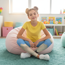 Load image into Gallery viewer, Escape Routhe Girls Leggings Dog Print Girl on bean bag WHimsy Fit
