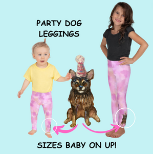 Whimsy Fit “Cotton Candy - Party Dog” Girls Leggings - Whimsy Fit Workout Wear