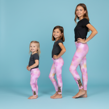 Load image into Gallery viewer, Three Girls Side View Cotton Candy Party Dog Leggings
