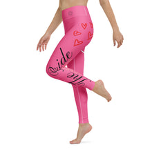 Load image into Gallery viewer, Pink Bride Leggings Matching Bridal Party Leggings bent knee 1
