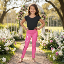 Load image into Gallery viewer, Pink Bridesmaid Girl Toddler Leggings - Matching Bridal Party Sizes 2T-7older-girl-at-wedding girl at wedding
