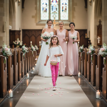 Load image into Gallery viewer, Girl walking down aisle with wedding party Pink Flower Girl Leggings 8-20 Whimsy Fit
