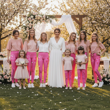 Load image into Gallery viewer, Pink Bridesmaid Leggings 8-20 Whimsy Fit  Bridal party in matching Whimsy Fit leggings

