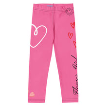 Load image into Gallery viewer, Pink Flower Girl Toddler Leggings - Matching Bridal Party Sizes 2T-7 flat front
