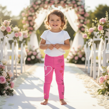 Load image into Gallery viewer, Different toddler in pink Flower Girl Pink Flower Girl Toddler Leggings - Matching Bridal Party Sizes 2T-7leggings
