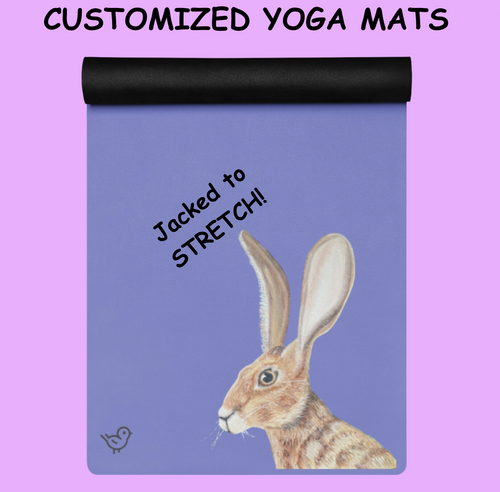 Jack Rabbit Bunny on Yoga Mat Personalized Whimsy Fit