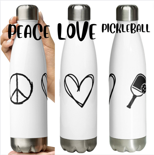Peace Love & Pickleball Stainless steel Water Bottle Whimsy Fit