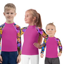 Load image into Gallery viewer, Unisex Kids Rash Guard Colorful Girl Swim Shirt SPF Boys Swimsuit Long Sleeve Shirt SPF Kids Beach Shirt SPF Surf Shirt Surf Boys Rash Guard Whimsy Fit
