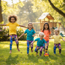 Load image into Gallery viewer, Group of children in colorful leggings

