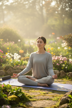 Load image into Gallery viewer, Woman meditating outdoors on Jack Rabbit Yoga MatWhimsy Fit Yoga MAt  
