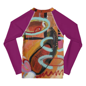 Kids Rash Guard Girls Rash Guard SPF Abstract Print SPF