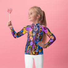 Load image into Gallery viewer, Girls Rash Guard SPF Abstract Print Girls Bathing Suit Whimsy Fit
