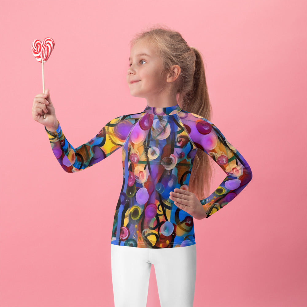 Girls Rash Guard SPF Abstract Print Girls Bathing Suit Whimsy Fit