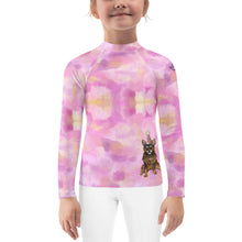 Load image into Gallery viewer, Kids Pink Rash Guard w/ Party Dog SPF WhImsy FIt
