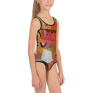 Girls Swimsuit Abstract Print Girls Bathing Suit Whimsy Fit