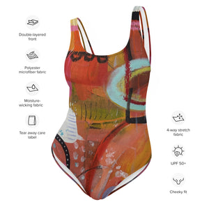 Womens Swimsuit Abstract Print bathing Suit Women Whimsy Fit