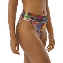Load image into Gallery viewer, Whimsy Fit High-waisted Abstract Print bikini bottom &quot;Breeze&quot; with matching Rash Guard.  Mix &amp; Match Bathing suit

