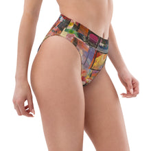 Load image into Gallery viewer, Whimsy Fit High-waisted Abstract Print bikini bottom &quot;Breeze&quot; with matching Rash Guard.  Mix &amp; Match Bathing suit
