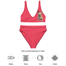 Load image into Gallery viewer, Whimsy Fit Black high-waisted bikini with White French Bulldog - Whimsy Fit Workout Wear
