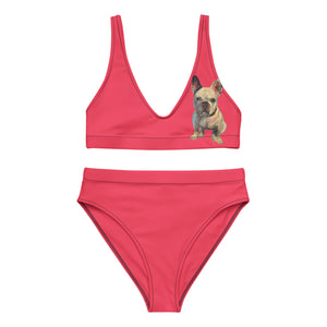 Whimsy Fit Black high-waisted bikini with White French Bulldog - Whimsy Fit Workout Wear