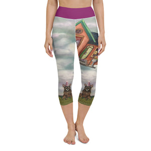 Yoga Capri Leggings Women Leggings Abstract Print with Party Dog Whimsy Fit