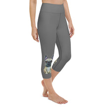 Load image into Gallery viewer, Whimsy Fit Grey Yoga Capri Leggings French Bulldog for Women
