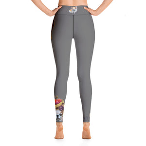 Whimsy Fit Grey Yoga Leggings with "Pomeranian & Frenchies" High Waist Leggings
