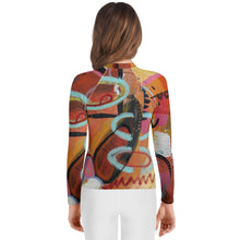 Load image into Gallery viewer, Circle in the Sand Girls Rash Guard Whimsy Fit UPF 50+ Long Sleeve Swim Shirt
