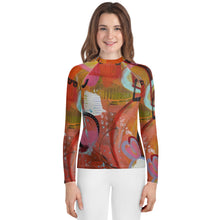 Load image into Gallery viewer, Circle in the Sand Girls Rash Guard Whimsy Fit UPF 50+ Long Sleeve Swim Shirt
