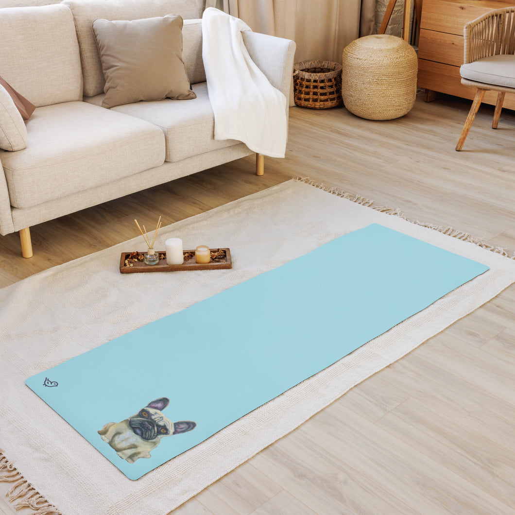 blue Frenchie French Bulldog on Yoga Mat Personalized Whimsy Fit
