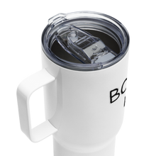 Load image into Gallery viewer, &quot;Bourbon Helps&quot; Travel mug with Handle - Whimsy Fit Workout Wear
