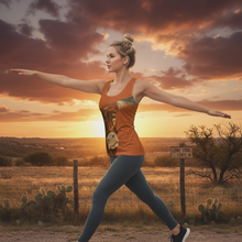 Load image into Gallery viewer, Burnt Orange Longhorn Tank Top Texas Marketing Photo
